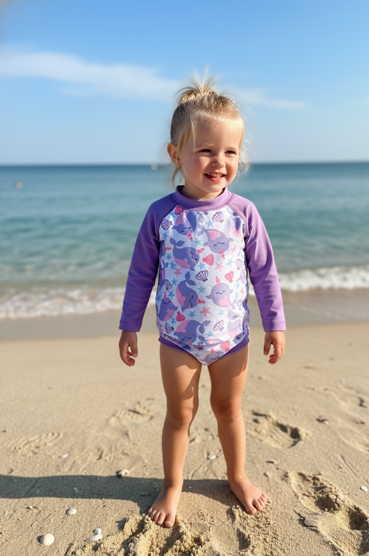 π¦ Dive Into Fun! Purple Narwhal Sun Protection Swimsuit π