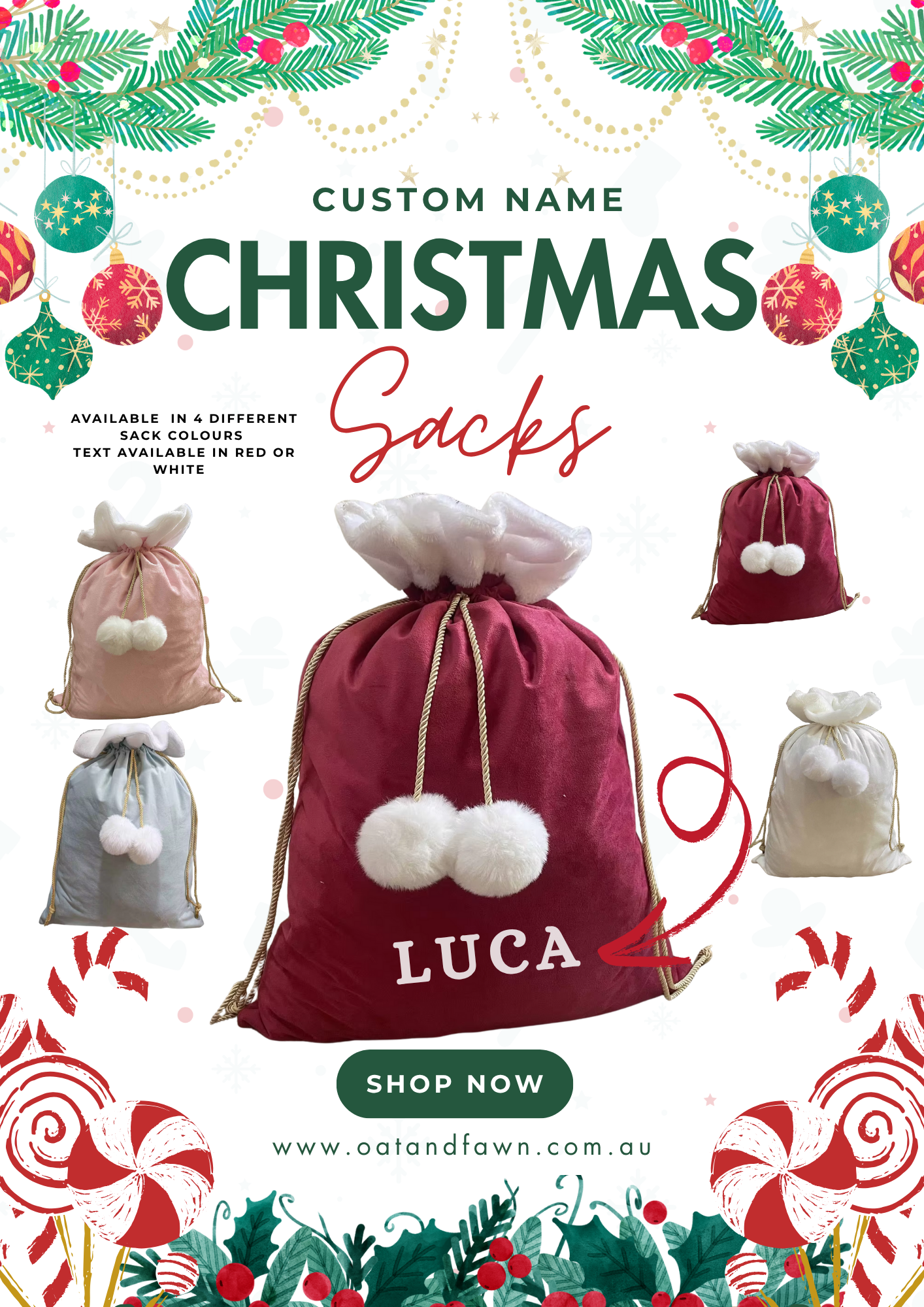 π Personalized Santa Sacks